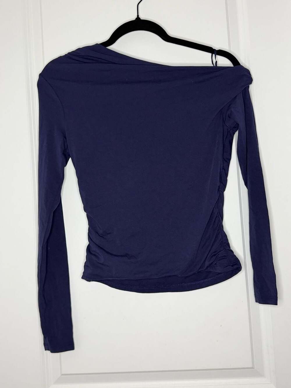 Abercrombie & Fitch Asymmetric Long Sleeve Top Size S Navy Modal Blend